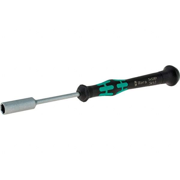 Wera - 6mm Solid Shaft Precision Nutdriver - Cushion Grip Handle, 6-1/4" OAL - Strong Tooling