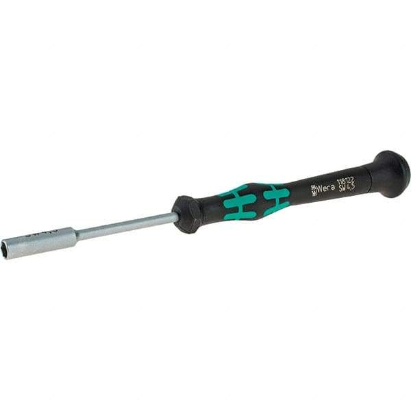 Wera - 4.5mm Solid Shaft Precision Nutdriver - Cushion Grip Handle, 6-1/4" OAL - Strong Tooling