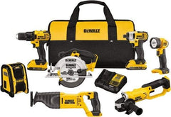 DeWALT - 20 Volt Cordless Tool Combination Kit - Includes 1/2" Compact Drill/Driver, 1/4" Impact Driver, Cut-off Tool/Grinder, Reciprocating Saw, 6-1/2 Circular Saw, LED Worklight & Bluetooth Speaker, Lithium-Ion Battery Included - Strong Tooling