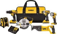 DeWALT - 20 Volt Cordless Tool Combination Kit - Includes 1/2" Compact Drill/Driver, 1/4" Impact Driver, Reciprocating Saw, 6-1/2 Circular Saw, LED Worklight & Bluetooth Speaker, Lithium-Ion Battery Included - Strong Tooling