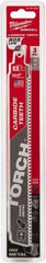 Milwaukee Tool - 9" Long x 1" Thick, Carbide Reciprocating Saw Blade - Straight Profile, 7 TPI, Toothed Edge, Universal Shank - Strong Tooling