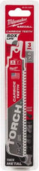 Milwaukee Tool - 6" Long x 1" Thick, Carbide Reciprocating Saw Blade - Straight Profile, 7 TPI, Toothed Edge, Universal Shank - Strong Tooling