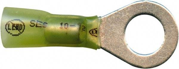 Made in USA - 12-10 AWG Partially Insulated Solder Connection Closed Eyelet Ring Terminal - 3/8" Stud, 1-3/4" OAL x 0.69" Wide, Tin Plated Copper Contact - Strong Tooling