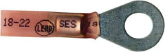 Made in USA - 22-18 AWG Partially Insulated Solder Connection Closed Eyelet Ring Terminal - 1/4" Stud, 1-1/2" OAL x 0.55" Wide, Tin Plated Copper Contact - Strong Tooling