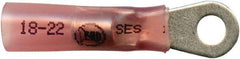 Made in USA - 22-18 AWG Partially Insulated Solder Connection Closed Eyelet Ring Terminal - #8 Stud, 1-1/4" OAL x 0.35" Wide, Tin Plated Copper Contact - Strong Tooling