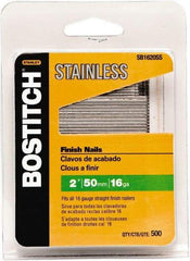 Stanley Bostitch - 16 Gauge 1/16" Shank Diam 2" Long Finishing Nails for Power Nailers - Stainless Steel, Smooth Shank, Straight Stick Adhesive Collation, Round Head, Chisel Point - Strong Tooling