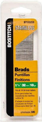 Stanley Bostitch - 18 Gauge 0.05" Shank Diam 1-1/4" Long Brad Nails for Power Nailers - Steel, Bright Finish, Ring Shank, Straight Stick Adhesive Collation, Brad Head, Chisel Point - Strong Tooling