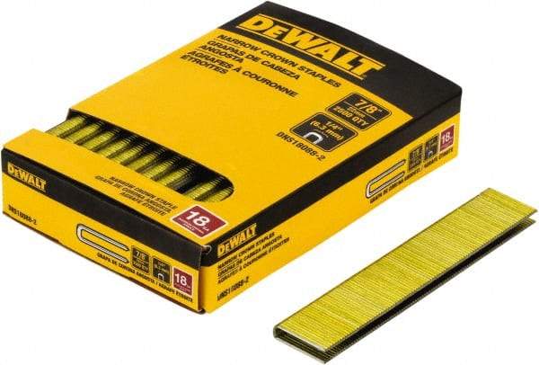 DeWALT - 7/8" Long x 1/4" Wide, 18 Gauge Crowned Construction Staple - Steel, Copper Finish, Chisel Point - Strong Tooling