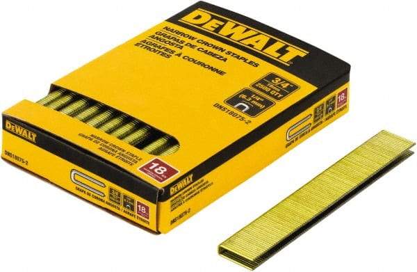 DeWALT - 3/4" Long x 1/4" Wide, 18 Gauge Crowned Construction Staple - Steel, Copper Finish, Chisel Point - Strong Tooling