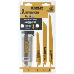 DeWALT - 8 Pieces, 6" to 9" Long x 0.04" to 0.06" Thickness, Bi-Metal Reciprocating Saw Blade Set - Straight Profile, 6 to 18 Teeth, Toothed Edge - Strong Tooling