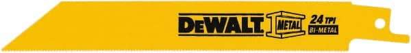 DeWALT - 4" Long x 3/4" Thick, Bi-Metal Reciprocating Saw Blade - Straight Profile, 24 TPI, Toothed Edge, Tang Shank - Strong Tooling