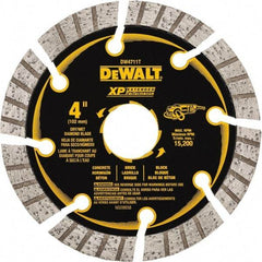 DeWALT - 4" Diam, 7/8" Arbor Hole Diam, 8 Tooth Wet & Dry Cut Saw Blade - Diamond Matrix, Fast Cutting Action, Standard Round Arbor - Strong Tooling