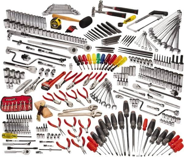 Proto - 334 Piece 1/4, 3/8 & 1/2" Drive Master Tool Set - Comes in Roller Cabinet - Strong Tooling