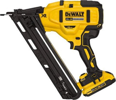 DeWALT - Cordless Finish Nailer Kit - 15 Gauge Nail Diam, 1-1/4 to 2-1/2" Long Nail, Includes DCB203 2Ah Battery, Carry Bag & Charger - Strong Tooling