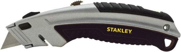 Stanley - Retractable Utility Knife - 2-7/16" Blade, Silver & Black Cast Metal Handle, 3 Blades Included - Strong Tooling