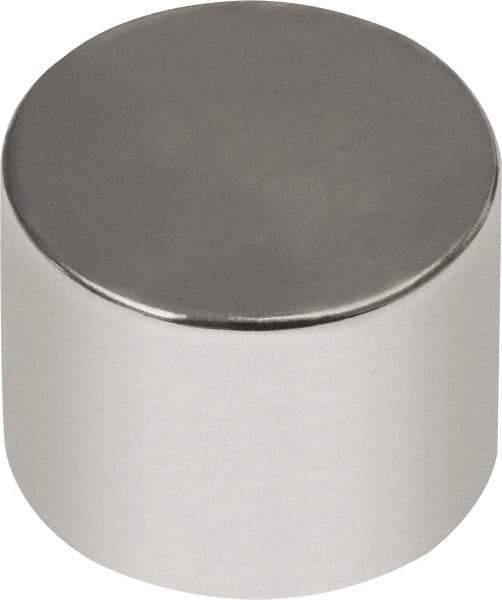 Mag-Mate - 3/8" Diam x 3/8" High Neodymium Rare Earth Magnet - 7.96 Lb Max Capacity, 180°F Max, Nickel Plated - Strong Tooling