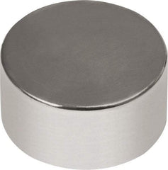 Mag-Mate - 1/4" Diam x 1/8" High Neodymium Rare Earth Magnet - 2.3 Lb Max Capacity, 180°F Max, Nickel Plated - Strong Tooling