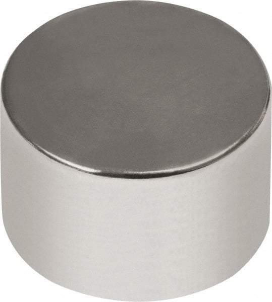 Mag-Mate - 1/4" Diam x 13/64" High Neodymium Rare Earth Magnet - 3.07 Lb Max Capacity, 180°F Max, Nickel Plated - Strong Tooling