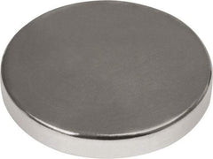 Mag-Mate - 1" Diam x 3/16" High Neodymium Rare Earth Magnet - 38.4 Lb Max Capacity, 180°F Max, Nickel Plated - Strong Tooling