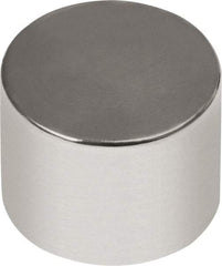 Mag-Mate - 1/2" Diam x 1/2" High Neodymium Rare Earth Magnet - 14.66 Lb Max Capacity, 180°F Max, Nickel Plated - Strong Tooling