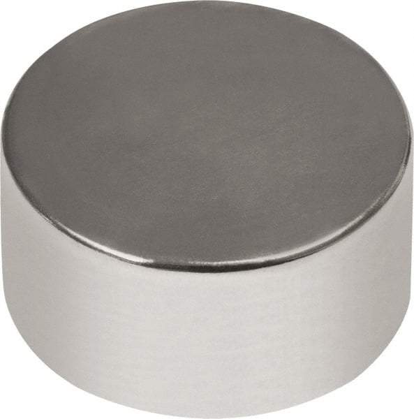 Mag-Mate - 1/2" Diam x 1/4" High Neodymium Rare Earth Magnet - 10.88 Lb Max Capacity, 180°F Max, Nickel Plated - Strong Tooling