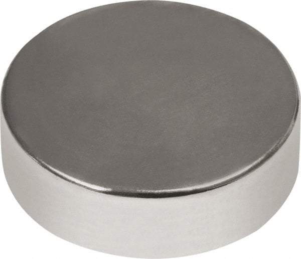 Mag-Mate - 1/2" Diam x 1/8" High Neodymium Rare Earth Magnet - 6.08 Lb Max Capacity, 180°F Max, Nickel Plated - Strong Tooling