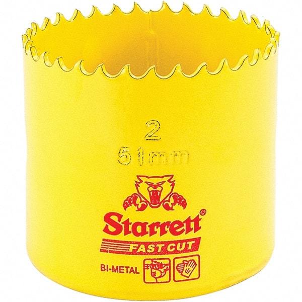 Starrett - 2" Diam, 1-5/8" Cutting Depth, Hole Saw - High Speed Steel Saw, Toothed Edge - Strong Tooling