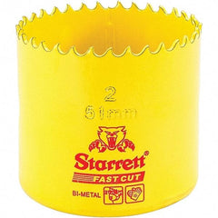 Starrett - 2" Diam, 1-5/8" Cutting Depth, Hole Saw - High Speed Steel Saw, Toothed Edge - Strong Tooling