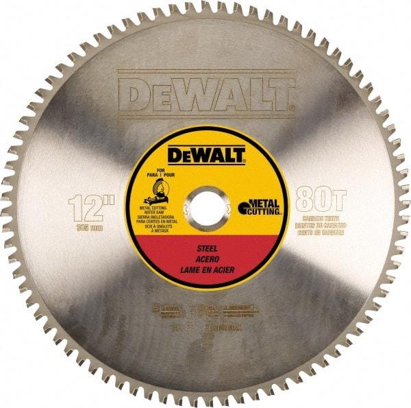 DeWALT - 12" Diam, 1" Arbor Hole Diam, 80 Tooth Wet & Dry Cut Saw Blade - Steel, Crosscutting Action, Standard Round Arbor - Strong Tooling