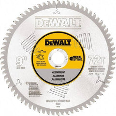 DeWALT - 9" Diam, 1" Arbor Hole Diam, 72 Tooth Wet & Dry Cut Saw Blade - Steel, Crosscutting Action, Standard Round Arbor - Strong Tooling