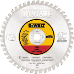 DeWALT - 6-1/2" Diam, 5/8" Arbor Hole Diam, 48 Tooth Wet & Dry Cut Saw Blade - Steel, Crosscutting Action, Standard Round Arbor - Strong Tooling