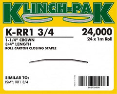 Klinch-Pak - 3/4" Long x 1-1/4" Wide, 0 Gauge Wide Crown Construction Staple - Steel, Copper Finish, Chisel Point - Strong Tooling