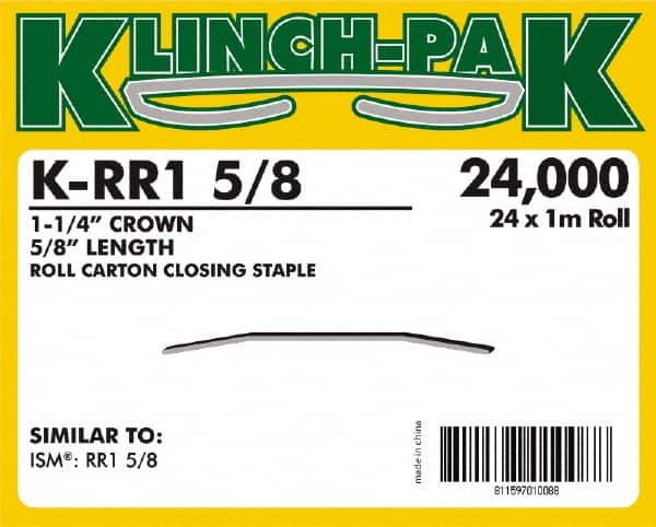 Klinch-Pak - 5/8" Long x 1-1/4" Wide, 0 Gauge Wide Crown Construction Staple - Steel, Copper Finish, Chisel Point - Strong Tooling