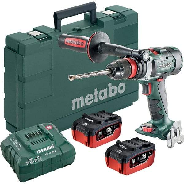 Metabo - 18 Volt 1/2" Chuck Pistol Grip Handle Cordless Drill - 0-500 & 0-2050 & 3800 RPM, Keyless Chuck, Reversible, 2 Lithium-Ion Batteries Included - Strong Tooling