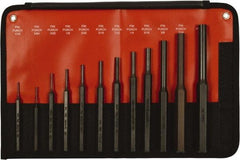 Mayhew - 12 Piece, 1/16 to 1/2", Pin Punch Set - Hex Shank, Steel, Comes in Kit Bag - Strong Tooling