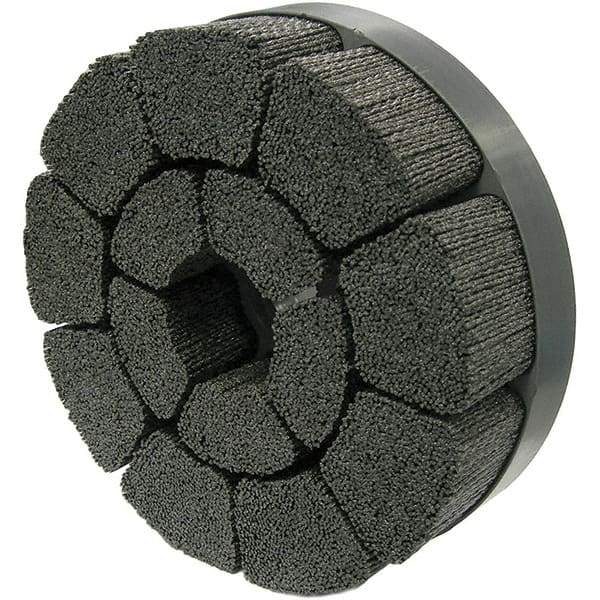 Weiler - 8" 120 Grit Ceramic Crimped Disc Brush - Fine Grade, Drive Arbor Connector, 1-1/2" Trim Length, 1-1/4" Arbor Hole - Strong Tooling