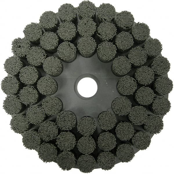 Weiler - 10" 80 Grit Ceramic Crimped Disc Brush - Fine Grade, Drive Arbor Connector, 1-1/2" Trim Length, 1-1/4" Arbor Hole - Strong Tooling