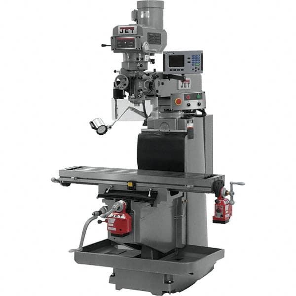 Jet - 54" Table Width x 12" Table Length, Variable Speed Pulley Control, 3 Phase Knee Milling Machine - R8 Spindle Taper, 5 hp - Strong Tooling