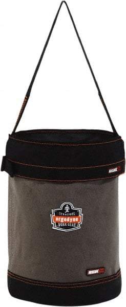 Ergodyne - 1 Pocket Gray & Black Canvas Tool Bucket - 12-1/2" Wide x 12-1/2" Deep x 17" High - Strong Tooling