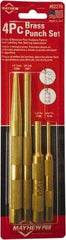 Mayhew - 4 Piece, 3/16 to 3/8", Assorted Brass Punch Kit - Round Shank, Brass, Comes in Carded - Strong Tooling