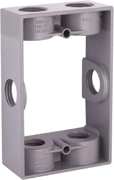 Hubbell-Raco - 1 Gang, (6) 1/2" Knockouts, Aluminum Rectangle Device Box - 4-9/16" Overall Height x 1.344" Overall Depth, Weather Resistant - Strong Tooling