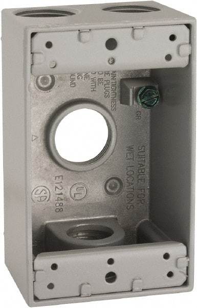 Hubbell-Raco - 1 Gang, (4) 3/4" Knockouts, Aluminum Rectangle Device Box - 4-1/2" Overall Height x 2" Overall Depth, Weather Resistant - Strong Tooling