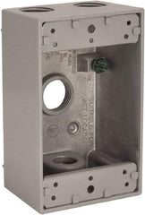 Hubbell-Raco - 1 Gang, (4) 1/2" Knockouts, Aluminum Rectangle Device Box - 4-1/2" Overall Height x 2" Overall Depth, Weather Resistant - Strong Tooling