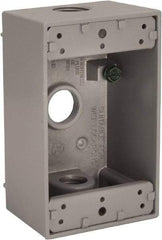 Hubbell-Raco - 1 Gang, (3) 1/2" Knockouts, Aluminum Rectangle Device Box - 4-1/2" Overall Height x 2" Overall Depth, Weather Resistant - Strong Tooling