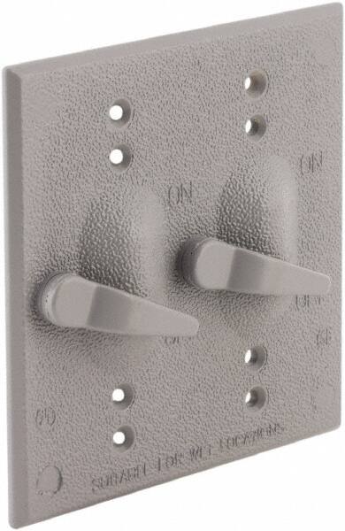 Hubbell-Raco - 2 Outlet, Powder Coat Finish, Rectangle Weather Resistant Box Cover - 0.859" Long x 4-17/32" Wide x 4-17/32" High, Wet Location, Aluminum, CSA Certified & UL Listed - Strong Tooling