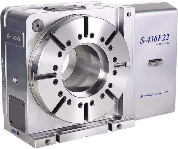 Samchully - 1 Spindle, 432mm Horizontal & Vertical Rotary Table - 500 kg (1100 Lb) Max Horiz Load, 283mm Centerline Height, 194mm Through Hole - Strong Tooling