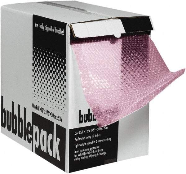 Made in USA - 600" Long x 12" Wide, Antistatic Bubble Roll - Pink, Standard Grade - Strong Tooling