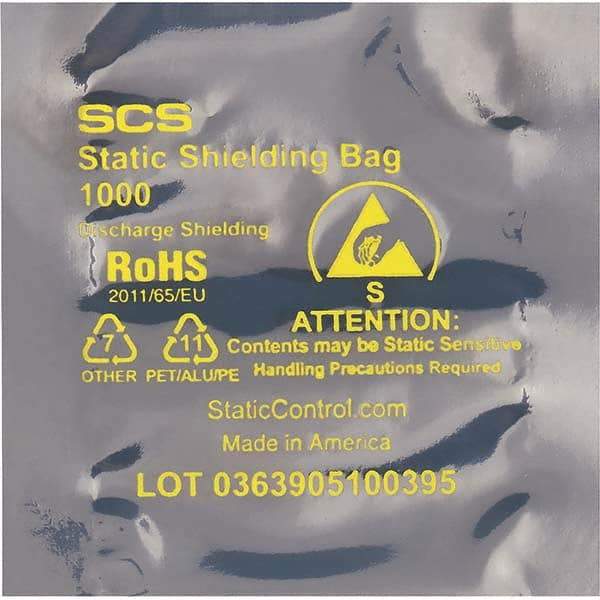 Made in USA - 4" Long x 3" Wide, 3.1 mil Thick, Open Top Static Shield Bag - Transparent, Metal-In, Standard Grade - Strong Tooling