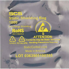 Made in USA - 3" Long x 2" Wide, 3.1 mil Thick, Open Top Static Shield Bag - Transparent, Metal-In, Standard Grade - Strong Tooling