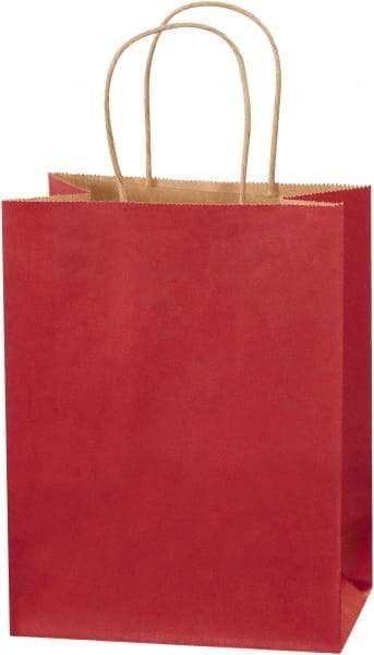 Made in USA - Kraft Grocery Bag - 8 x 4-1/2 x 10-1/4, Scarlet - Strong Tooling